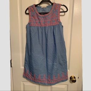 Embroidered Denim Mini Dress